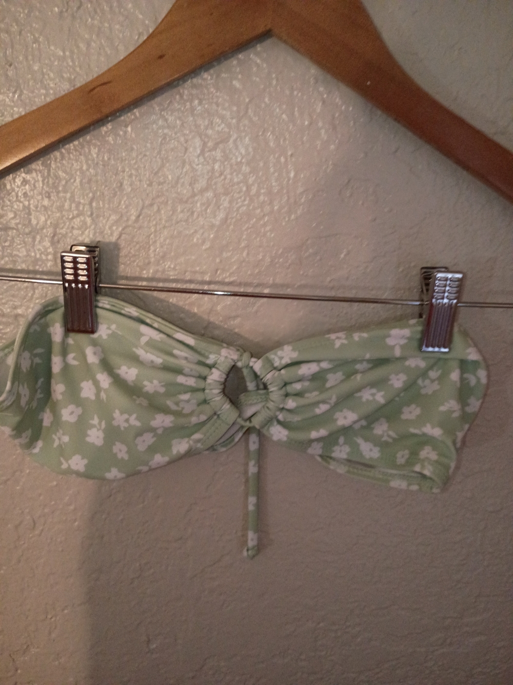 Green Floral Bandeau Bikini Top